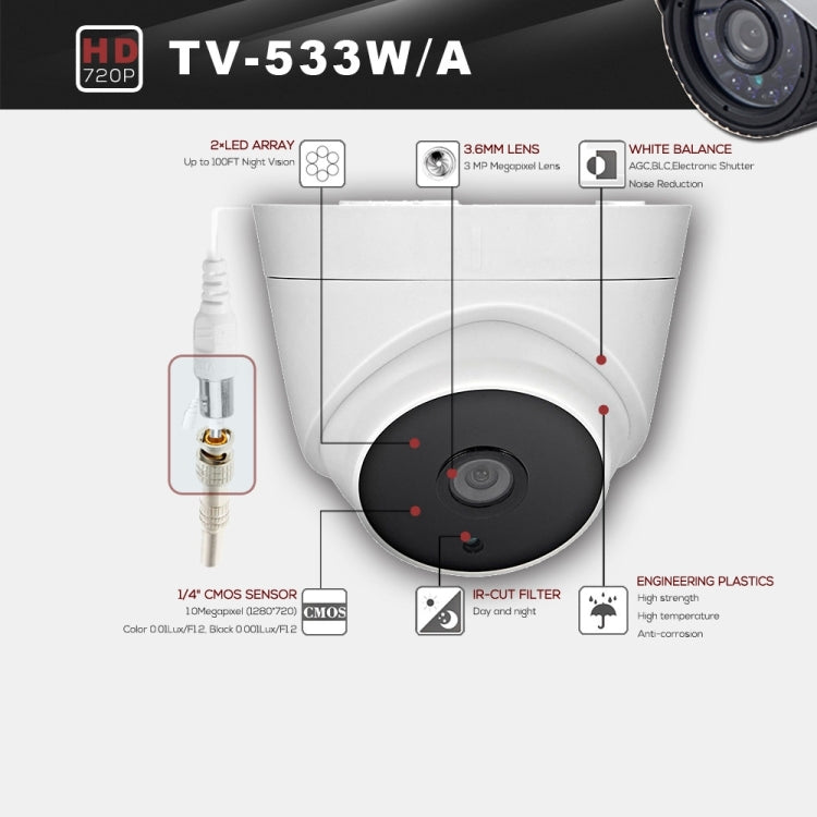 533A CE & RoHS Certificated Waterproof 3.6mm 3MP Lens AHD Camera with 2 IR LED Arrays, Support Night Vision & White Balance, 533A-W, 533A-L, 533A-H2 533A CE & RoHS Certificated Waterproof 3.6mm 3MP Lens AHD Camera with 2 IR LED Arrays, Support Night Vision & White Balance, 533A-W, 533A-L, 533A-H2